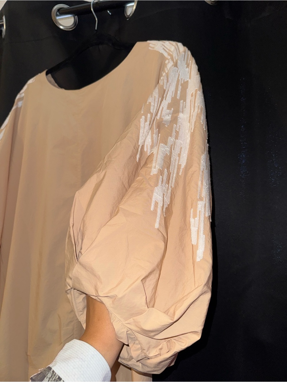 COS embroidered puff Sleeve Midi Dress - Picture 9 of 10